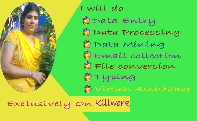 I will do your data entry and data processing tasks KILLWORK